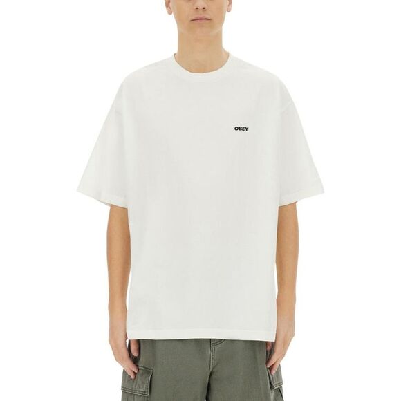 OBEY Micro Logo Cotton T-Shirt Men WHITE T-Shirts